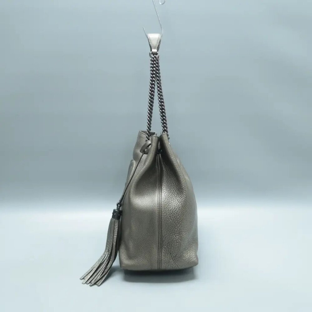 100% Authentic GUCCI Soho Grey Leather Shoulder Bag 533-11424 - Picture 3 of 12
